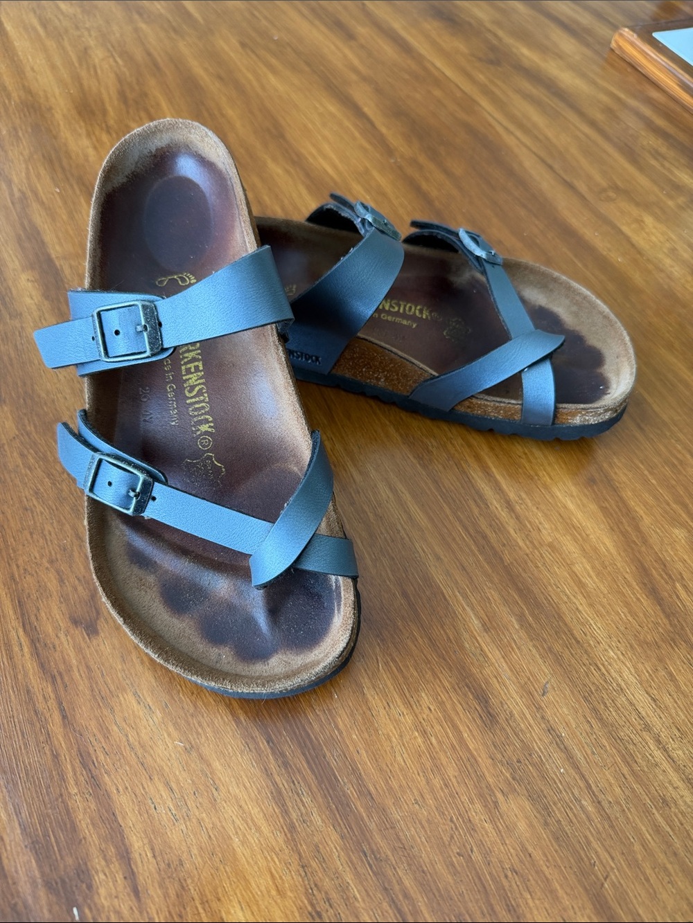 Birkenstock Mayari Sandals in Metallic  Blue Straps